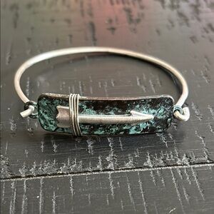 Arrow Rustic Adjustable Silver Turquoise Bangle Bracelet Boho Southwestern